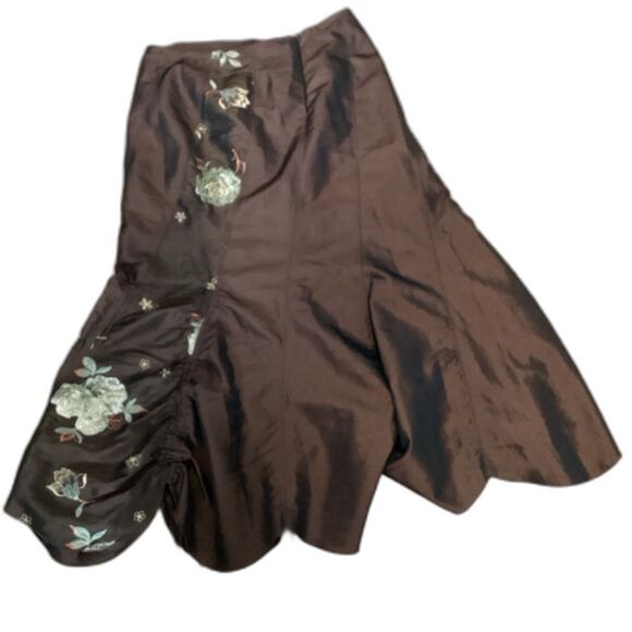 Reuma Sachs Suit Women’s Size Medium Color Brown 2 pc Floral Jacket Plain Skirt - Picture 2 of 13